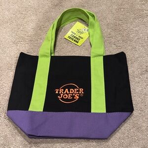 Trader Joe’s Black and Purple Mini Canvas Tote Bag